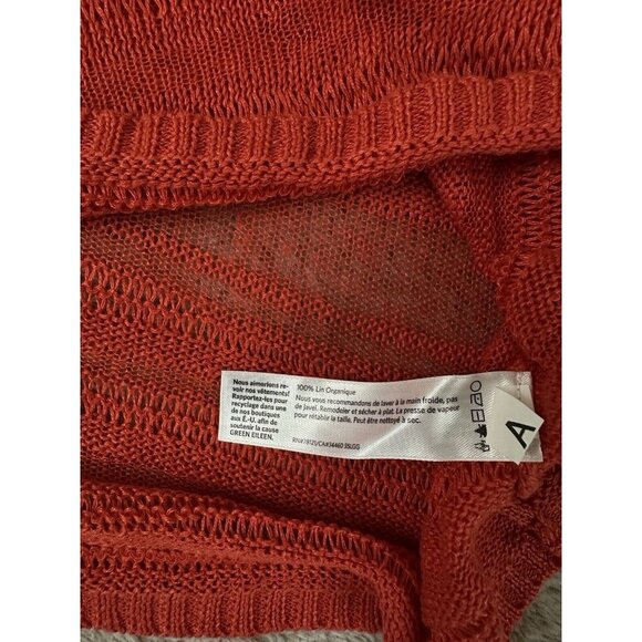 Eileen Fisher Linen Slub Stitch Coral Geran Bateau Neck Top Size M - Picture 7 of 11